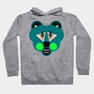 Grizzly Bear Face, Dark Green Hoodie